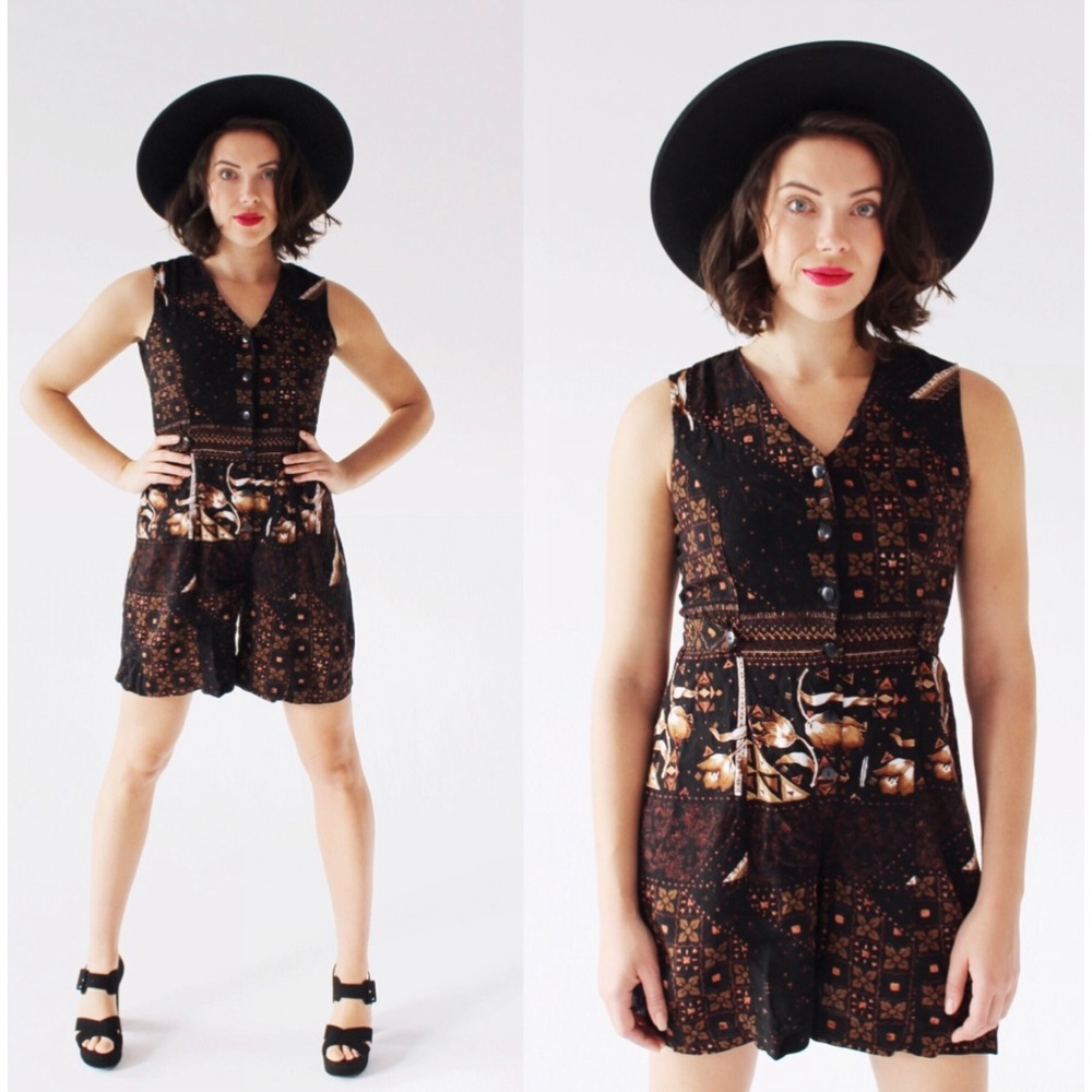90s Burnt Floral Romper.